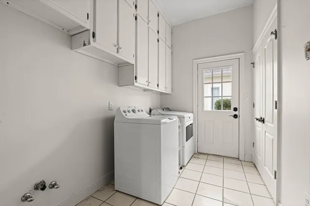 an aerial view of a house with a garden