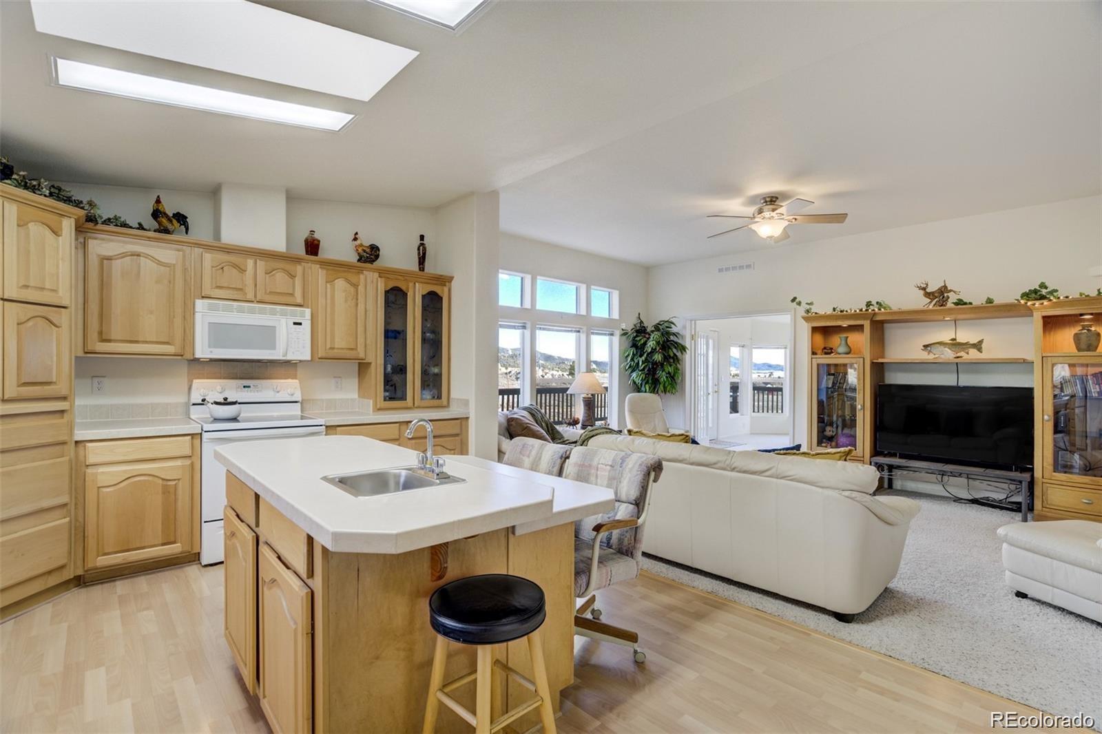 688 Tiara Road Lake George, CO 80827 - Photo 9 of 46 a kitchen with stainless steel appliances a stove a sink and a refrigerator