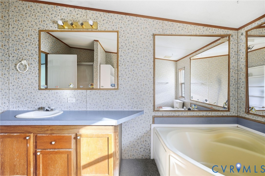 7410 Richmond Road Amelia Court House, VA 23002 - Photo 16 of 39 a bathroom with a tub sink and mirror