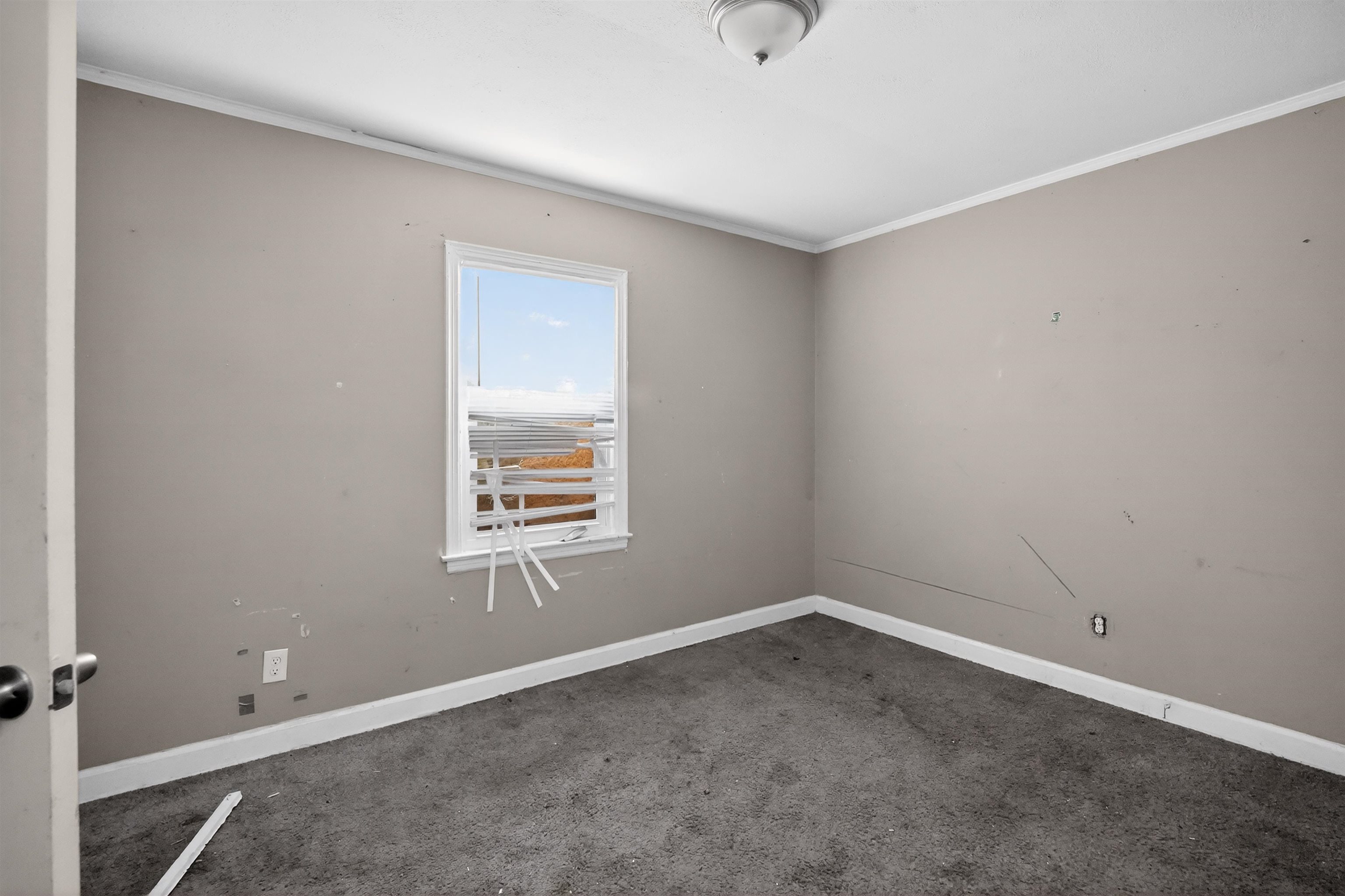 949 Sumter Street Memphis, TN 38122 - Photo 18 of 33 Room featuring a single window, neutral wall paint, white trim, and carpet flooring