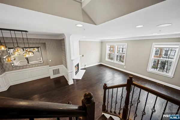 a view of a living room and dining room