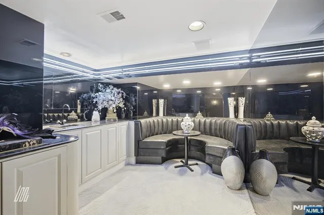 a picture of a bench in a building