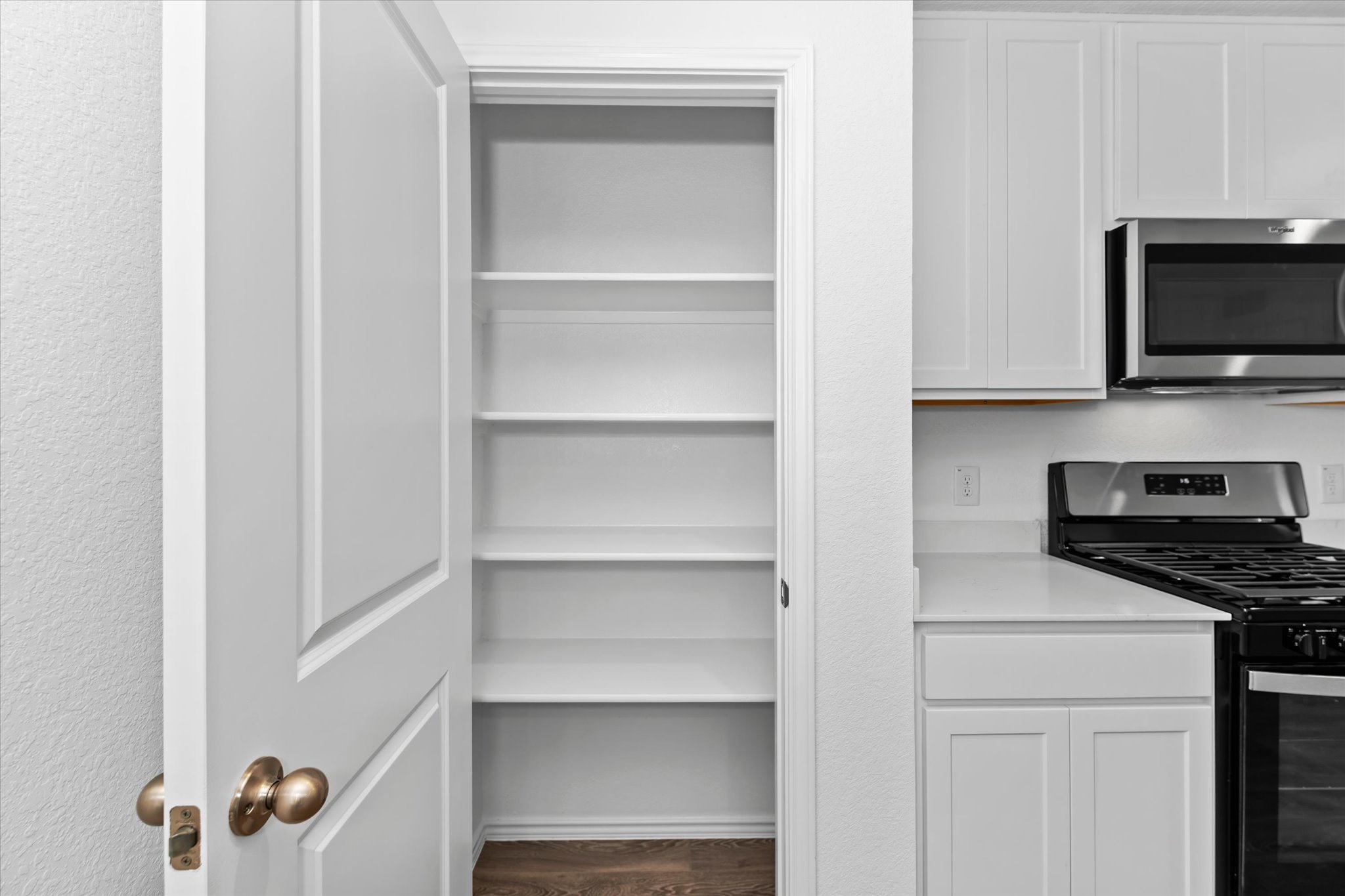 456 Sandringham Loop Kyle, TX 78640 - Photo 7 of 40 Discover a well-appointed kitchen pantry with ample shelving next to modern appliances.
