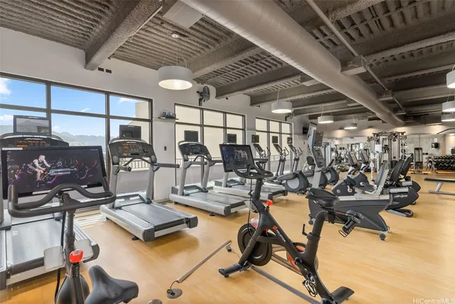 a view of a room with gym equipment