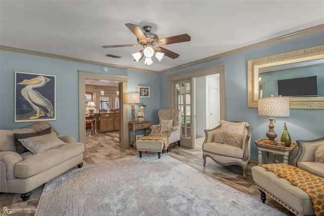 a living room with furniture