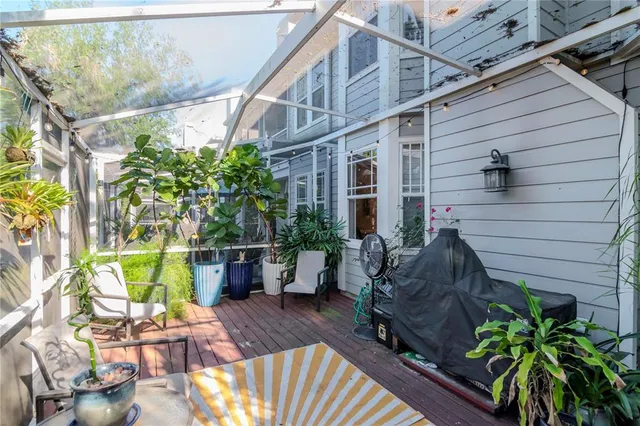 a view of porch with seating space