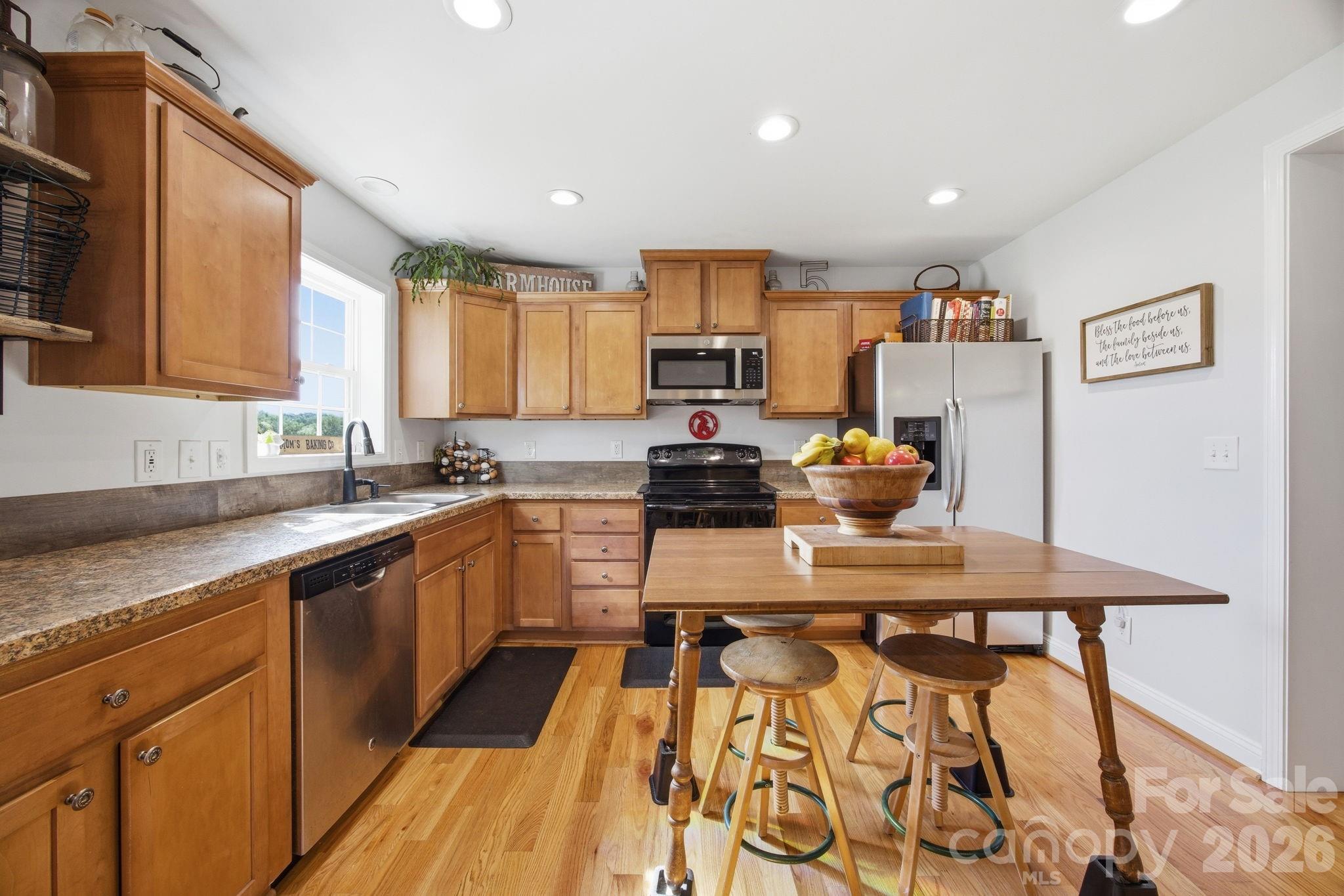 3480 Skyline Road Rock Hill, SC 29730 - Photo 14 of 40 a kitchen with stainless steel appliances granite countertop a stove top oven a sink dishwasher and cabinets with wooden floor