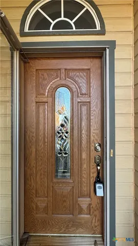 a front view of a house with a door