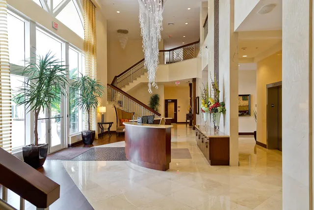 a view of an outdoor space with swimming pool