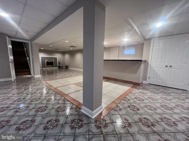 a view of a hallway with a couch