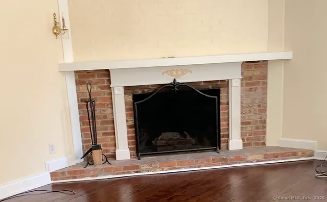 a view of a fireplace in a room