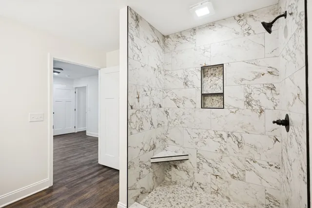 a bathroom with a shower