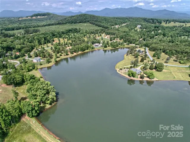 a view of a lake with a mountain in the background