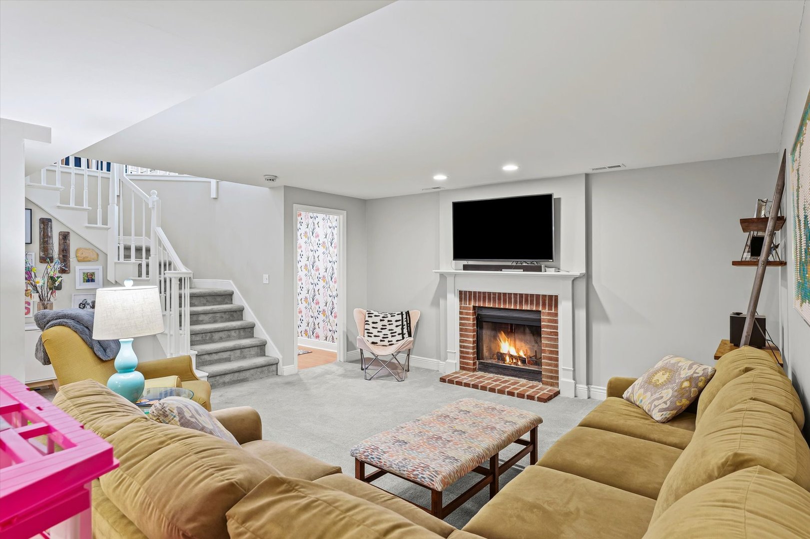 2504 Branch Road Champaign, IL 61822 - Photo 43 of 52 a living room with furniture fireplace and flat screen tv