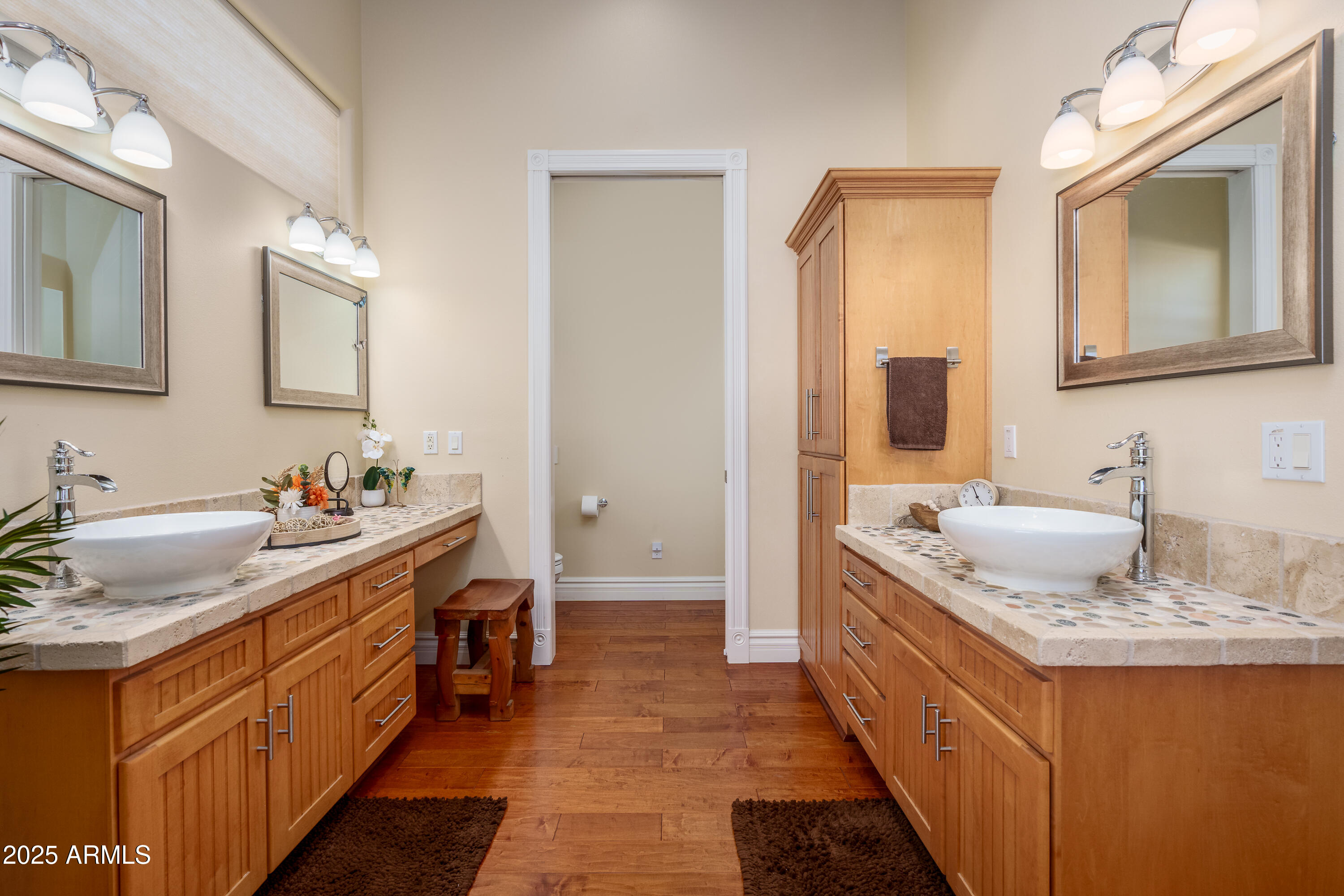 600 North Turquoise Way Clarkdale, AZ 86324 - Photo 24 of 51 a bathroom with a granite countertop double vanity sink and a mirror