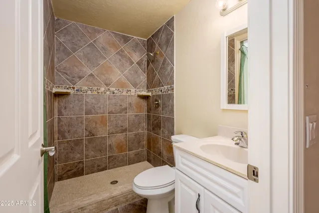 front view of a house with a patio