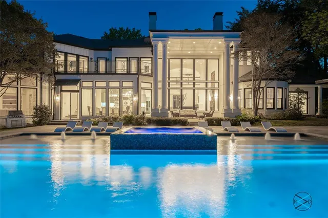 a view of a building with sitting area