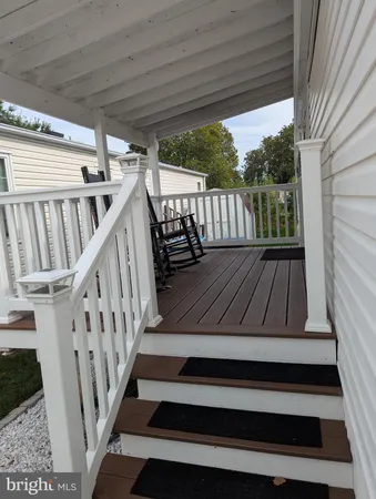 a view of wooden balcony
