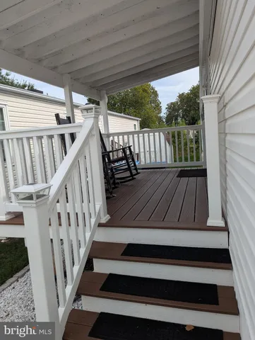 a view of wooden balcony