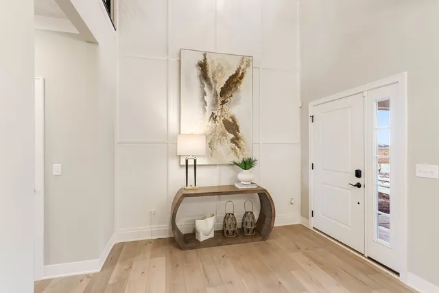 a view of entryway with wooden floor