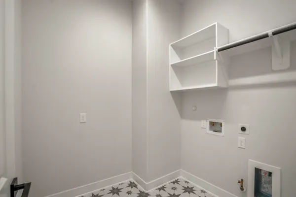 a view of an empty walk in closet