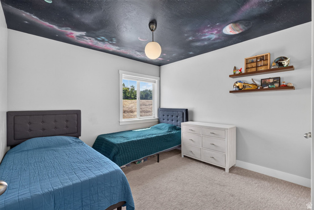 1263 East 1200th South Springville, UT 84663 - Photo 28 of 60 Room featuring a unique space-themed ceiling mural, light gray walls, and plush carpet flooring