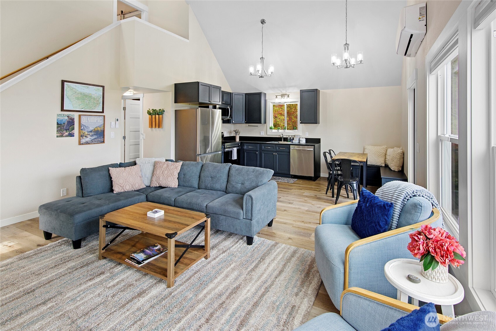 304292 Highway 101 Brinnon, WA 98320 - Photo 7 of 33 a living room with furniture and kitchen view