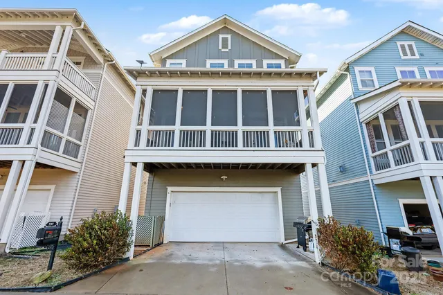 a front view of residential houses
