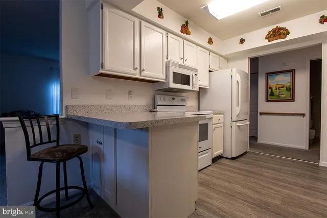 a kitchen with stainless steel appliances granite countertop a stove a sink dishwasher and a refrigerator with wooden floor