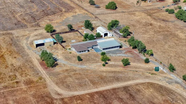 an aerial view of a house