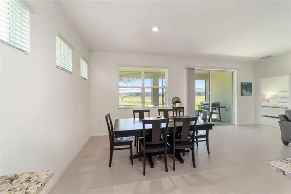 a view of a dining area with furniture