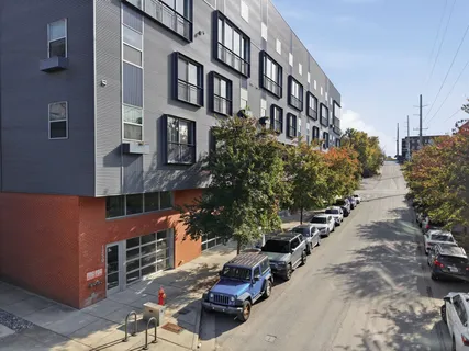 a view of a building with many windows