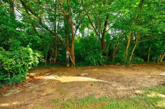 a view of a yard with a tree