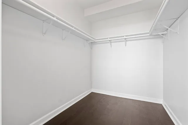 a view of an empty walk in closet