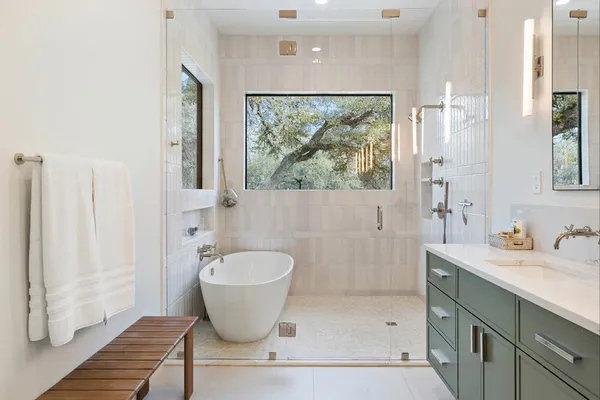 a bathroom with a shower