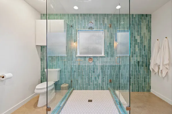 a view of a park with large trees