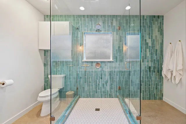 a view of a park with large trees