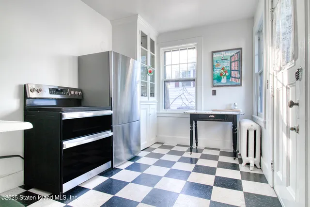a black and white checkered floor