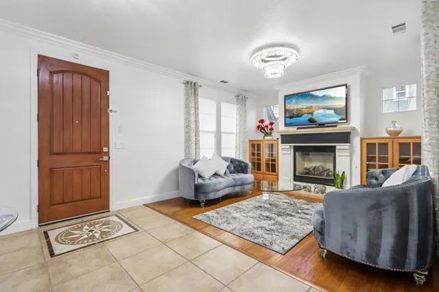 a living room with furniture and a couch