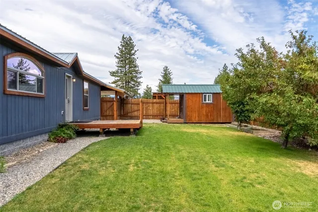 a view of a backyard with a garden
