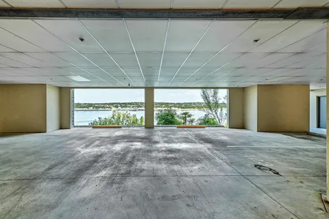 a view of a livingroom with a large window