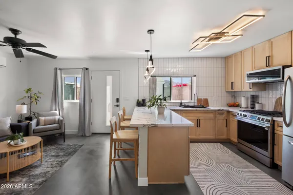 a living room with furniture