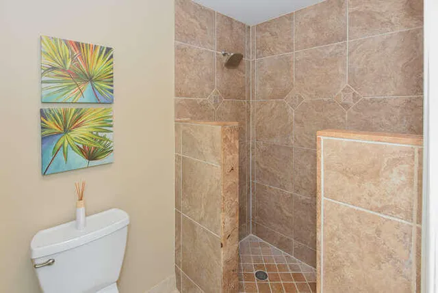 a view of a room with racks on the wall