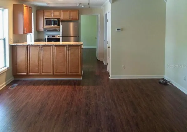 wooden floor in a kitchen
