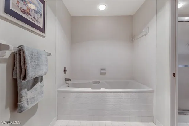 a bathroom with a bathtub