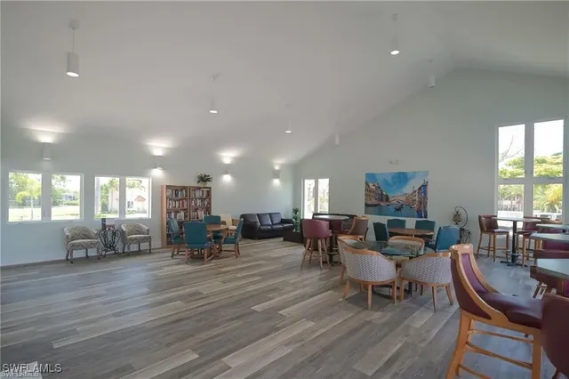 an aerial view of a house with a garden