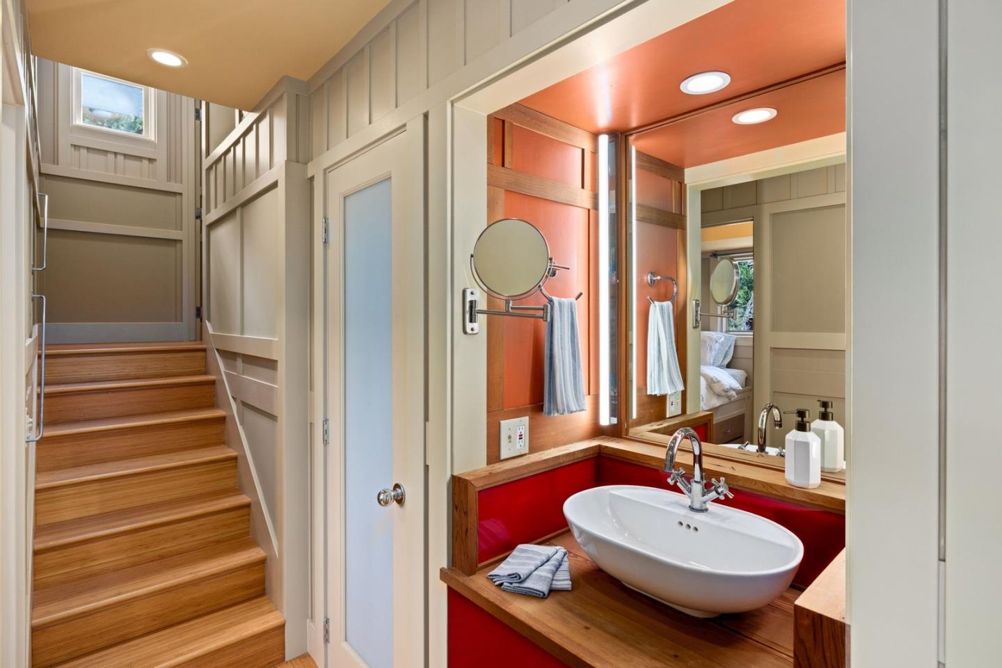 73 Mt Devon Road Carmel Highlands, CA 93923 - Photo 50 of 88 a bathroom with a sink and a mirror