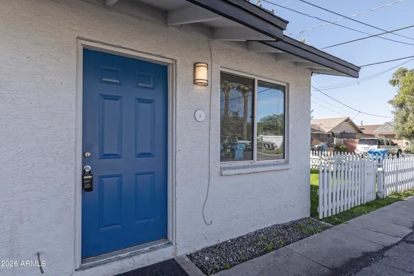 a view of a door of a house