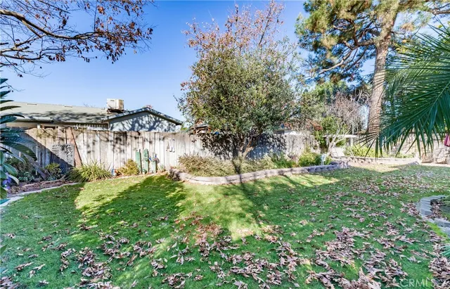 a view of a yard with a tree