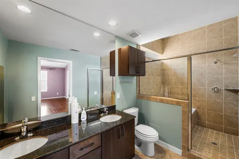 a bathroom with a bathtub